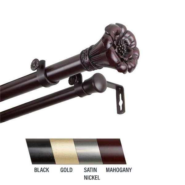 Central Design Central Design 100-02-286-D Flora 1 in. Double Curtain Rod; 28-48 in. - Mahogany 100-02-286-D - main
